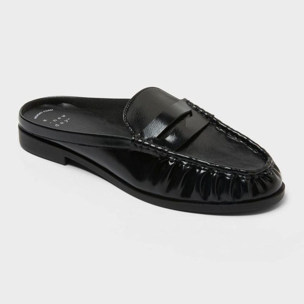 Women's Annalea Loafer Mule Flats - A New Day Black 7.5